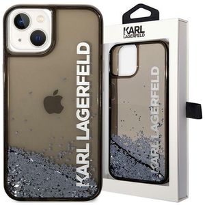 Karl Lagerfeld Liquid Glitter Translucent Elongated Logo Case - pouzdro pro iPhone 14 Plus (černé)