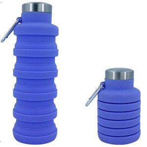 Faltbare Wasserflasche, Silikon Sport Wasserbecher mit Großer Kapazität für Außenbereich, Tragbare Teleskop Trinkflasche (Lila)
