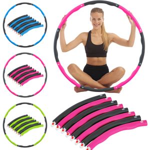 Hula Hoop Reifen für Erwachsene Fitness Bauchtrainer Ring Training Fitnesstraining Massage Schaumstoff 8 abnehmbare Teile Pink - Grau