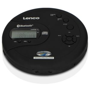 Lenco CD-300BK - Tragbarer Bluetooth® CD-MP3-Player mit Anti-Shock - Schwarz