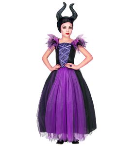 Mädchen Kostüm Maleficent Kleid und Kopfschmuck, Größe:128 - 5 bis 7 Jahre