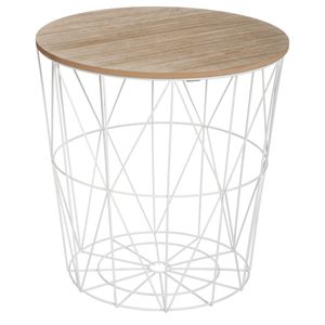Atmosphera Créateur d'intérieur Korbtisch Kumi Metall MDF-Platte weiß braun 41 cm x 40 cm