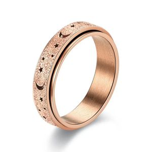 Anti Stress Fidget Ring Mond Sterne Anxiety Ring Langeweile US 6 Rosé