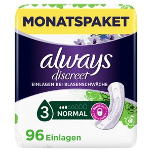 always Discreet Inkontinenz Einlagen Normal Monatspack mit 96 Stück