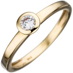 Solitär Ring Damenring aus 333 Gold Gelbgold Zirkonia weiß Goldring