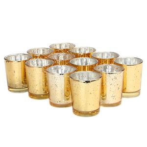 Gesprenkelte Teelichthalter - Set von 12 Gold | M & W.