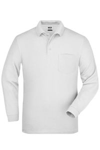 Langarm-Polohemd mit Brusttasche white, Gr. XL