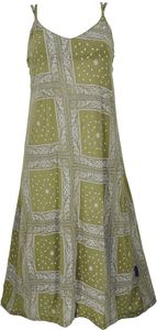Midikleid mit Patchworkdruck, Sommerkleid, Trägerkleid - Olivgrün, Damen, Viskose, Größe: M
