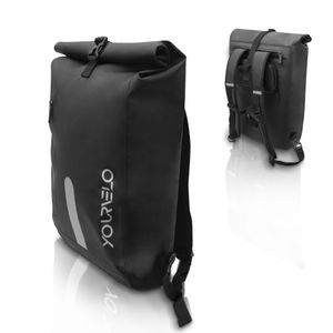 YourVelo - Fahrradtasche für Gepäckträger mit Laptopfach - 25L Volumen - 100% Wasserdicht - Schwarz - als Gepäckträgertasche & Rucksack einsetzbar - Fahrrad Hinten Tasche Fahrradrucksack