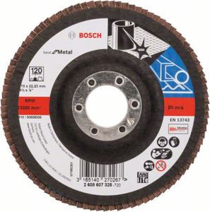 Bosch Fächerschleifscheibe X571 Best for Metal gerade 115 mm 120 Glasgewebe 10 Stk