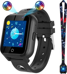 Smartwatch Kinder für Jungen Mädchen - Geschenke Mädchen Jungen für 3 4 5 6 7 8 9 10 11 12 Jahre HD Touch Screen Kinder Smartwatch mit 18 Puzzle Spiele Duale Kamera Video Musik Player, Schwarz