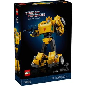 LEGO Icons Transformers Bumblebee, Roboter-Actionfigur für Erwachsene zum Sammeln, Bauset zum Film für Science-Fiction-Fans, lässt sich in ein Auto umbauen, Abenteuer-Spielzeug 10338