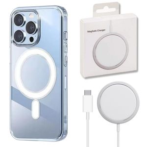 MagSafe Ladegerät Wireless Charger mit Magnet Ring iPhone Hülle | Magnet Clear Case Handyhülle Induktives Magnetisches Ladepad: iPhone 15