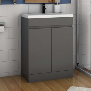 Badmöbel LORENZA Schwarz 50 cm Waschtisch mit Unterschrank Soft-Close Funktion - Standschrank Waschtisch Möbel