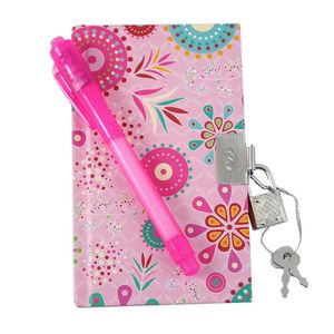 geheimes Tagebuch mit Schloss und Stift rosa