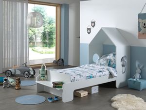 CASAMI Hausbett mit Liegefläch 90 x 200 cm, inklusive Lattenrost, Ausführung MDF weiß lackiert