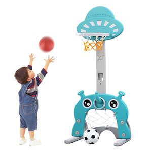 5 in 1 Kinder Basketballkorb Set Basketballständer & Fußballtor  Ringwurf höhenverstellbarer blau