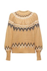 Esprit Norweger-Pullover aus Baumwolle, khaki beige