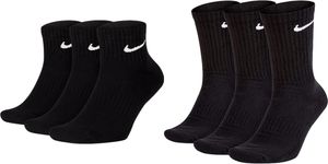 3 Paar kurze und 3 Paar lange Nike Socken Sparset - Farbe: Schwarz - Größe: 34-38