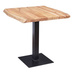 Jídelní stůl WOHNLING se stromovou hranou 80 x 75 x 75 cm jídelní stůl z akátového masivu, malý dřevěný jídelní stůl, designový kuchyňský stůl čtvercový