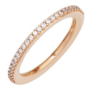 JOBO Damen Ring 585 Gold Rotgold 26 Diamanten Brillanten 0,21ct. Goldring Größe 60