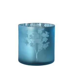 Sompex Awhia Windlicht | Vase | Blüten | Kerzenhalter | in verschiedenen Größen, Farbe:silber-blau, Größe:24.5 x 24.5 cm (XL)