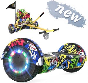 6,5 Zoll Hoverboard mit sitz hoverkart GO-Kart,Geschenk für Kinder und Erwachsene Bluetooth-Lautsprecher