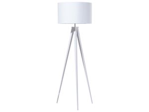 BELIANI Stehlampe Weiß Metall 156 cm runder Stoffschirm Dreibeinig langes Kabel mit Schalter Modernes Design