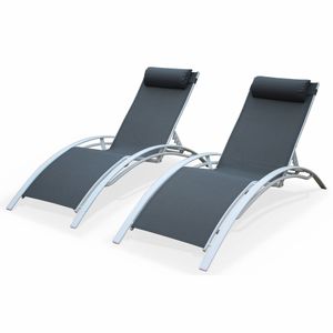 Sonnenliegen-Duo aus Aluminium - Louisa Grauweiß - Liegestühle aus Aluminium und Textilene