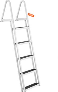 Drabinka dokowa VEVOR 5 zdejmowanych stopni udźwig 159 kg Aluminiowa drabinka do łodzi pontonowych ze stopniem o szerokości ok. 10 cm i gumową matą antypoślizgową do wchodzenia na łodzie/jeziora/baseny/morze