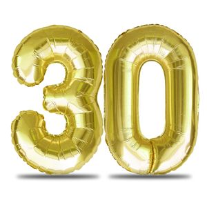 Oblique Unique XXL Folien Luftballon Zahl 30 für Geburtstag Jubiläum Hochzeitstag Party Deko Ballons - gold