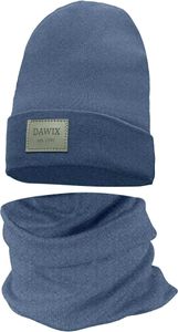 Jungen Kinder Beanie Mütze Schlauchschal Set Frühling Herbst Winter Übergang 54-56 Denim Pastell