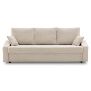 Couch DORMA 221x92 - mit schlaffunktion - Farben zur Auswahl - komfortables Couch - mit Bettkasten - Stoff POSO 100 Beige