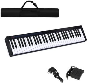 Digital Piano mit Bluetooth, elektronisches Keyboard mit Tragetasche, 61 Tasten E-Klavier mit 128 Töne & Rhythmen, MIDI/USB-Schnittstelle Multifunktion für Anfänger & Kinder (Schwarz)