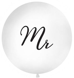 Riesenballon mit Aufdruck Mr 1m weiß / schwarz