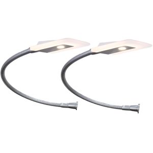 kalb | LED Bettleuchte silber od. chrom mit Schwanenhals Leseleuchte Flexleuchte Nachttischlampe