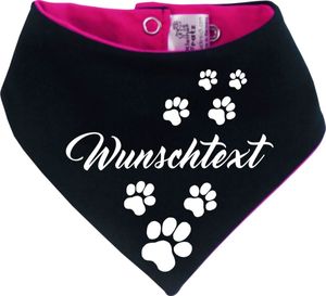 beidseitiges Multicolor Hunde Wende- Halstuch (Fb: pink-navy) (Gr.2 - HU 31 - 35 cm) mit Ihrem Wunschtext