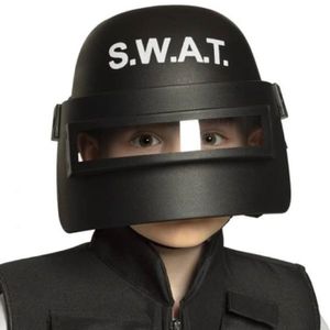 B01408 schwarz Kinder SWAT Helm Deluxe Einheitsgröße aufklappbar