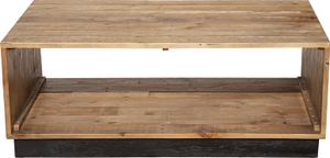 SIT Möbel Couchtisch rechteckig | 1 Ablageboden | recycelte Pinie | natur mit schwarz | B 110 x T 55 x H 42 cm | 13880-01 | Serie OLD PINE