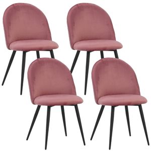 Albatros Esszimmerstühle mit Samt-Bezug 4er Set CAPO, Rosa - Stilvolles Vintage Design, Eleganter Polsterstuhl am Esstisch - Küchenstuhl oder Stuhl Esszimmer mit hoher Belastbarkeit