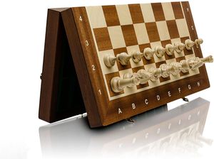 Professionelles Tournament Magnetschach Set NO. 3 | Master Of Chess | Intarsien Schachbrett 35 cm | Reiseschach magnetisch Staunton-Steine und Holz