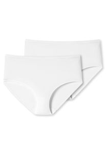 SCHIESSER Damen Slip 2er Pack - Midi-Slip, Baumwolle Stretch, uni Weiß XL