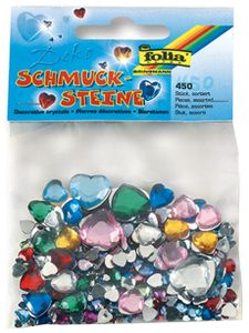 folia Schmucksteine "Herzen" Größen und Farben sortiert 450 Stück