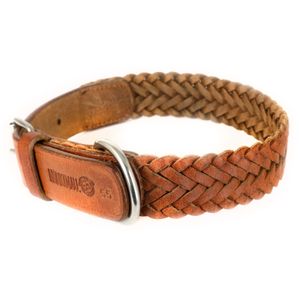 Hundehalsband aus Leder geflochten braun S-M