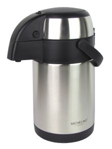 Michelino Pump-Isolierkanne/Kaffeekanne/Thermoskanne/Doppelwandig aus Edelstahl – 5,0 Liter
