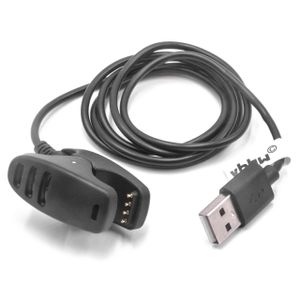 vhbw USB Ladekabel kompatibel mit Suunto Traverse GPS Outdoor Watch Smartwatch, Fitnesstracker - Dockingstation Schwarz, 100 cm