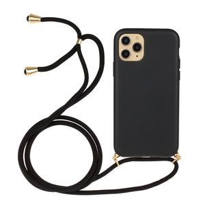 Hülle für Apple iPhone 13 Pro Max Handy Silikon Case Handykette Band Schwarz