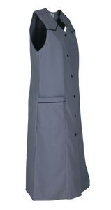 Damenkittel ohne Arm Kochschürze Kittel Schürze Knopfkittel einfarbig Hauskleid, Größe:48, Farbe:grau