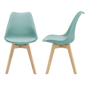 2x Designové židle Jídelní židle Mint Green PU koženková židle Dřevěný rám [en.casa]