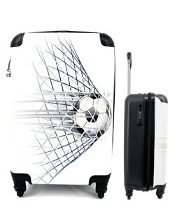 Kufr Příruční zavazadlo na kolečkách Malý cestovní kufr na 4 kolečkách Ilustrace fotbalového míče mířícího do branky - Chlapci - Dívky - Děti -